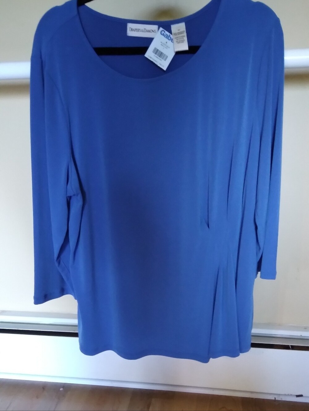 Drapers & Damons 3/4 Sleeve Blue Top